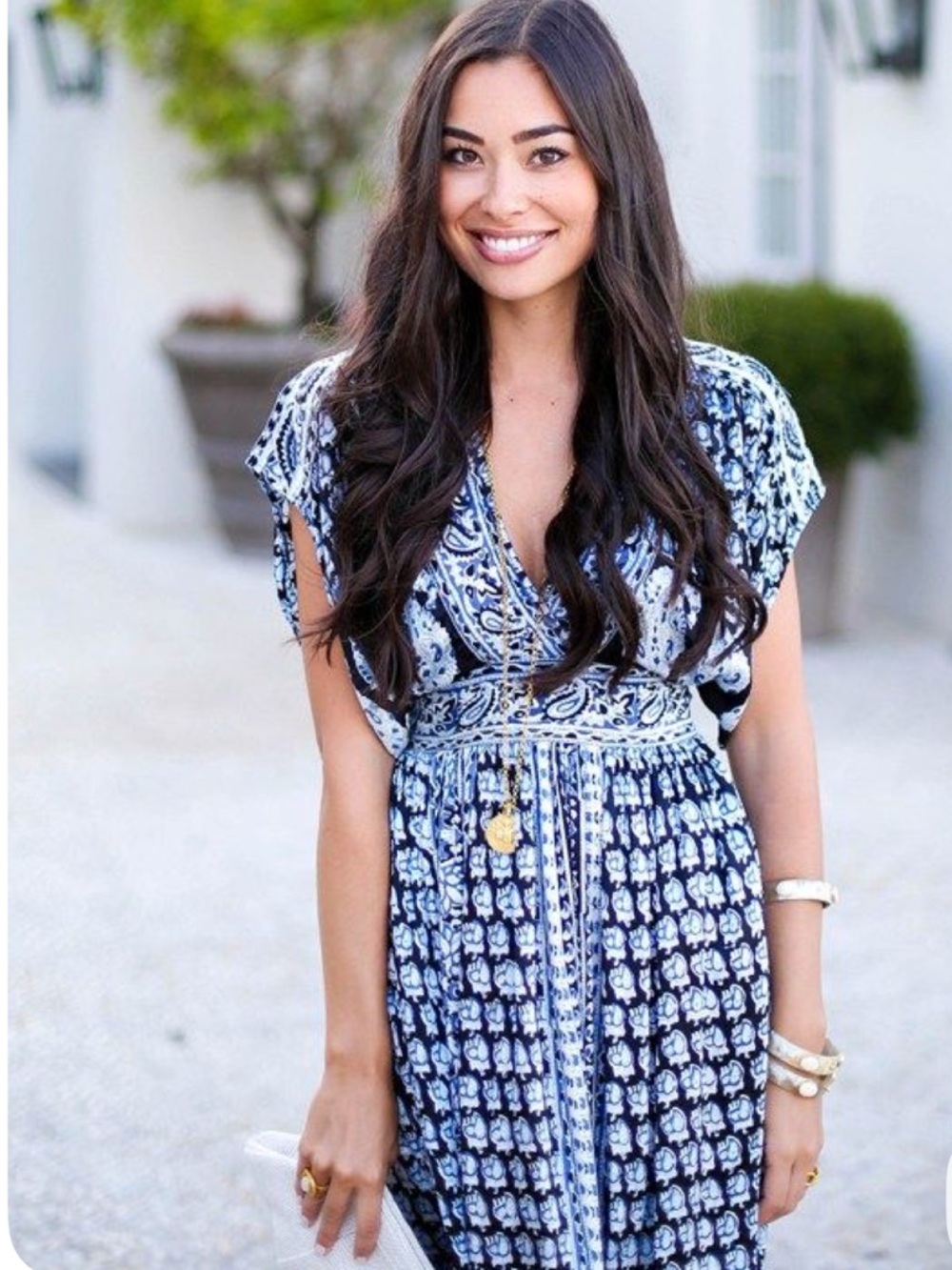 Calypso St. Barth Silk Maxi Dress XS Boho Navy blue & White Paisley